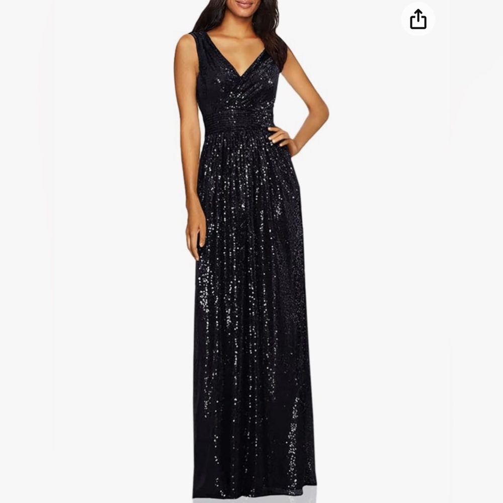 NWT Kate Kaspin Black Sequin Maxi Dress - Size 10
